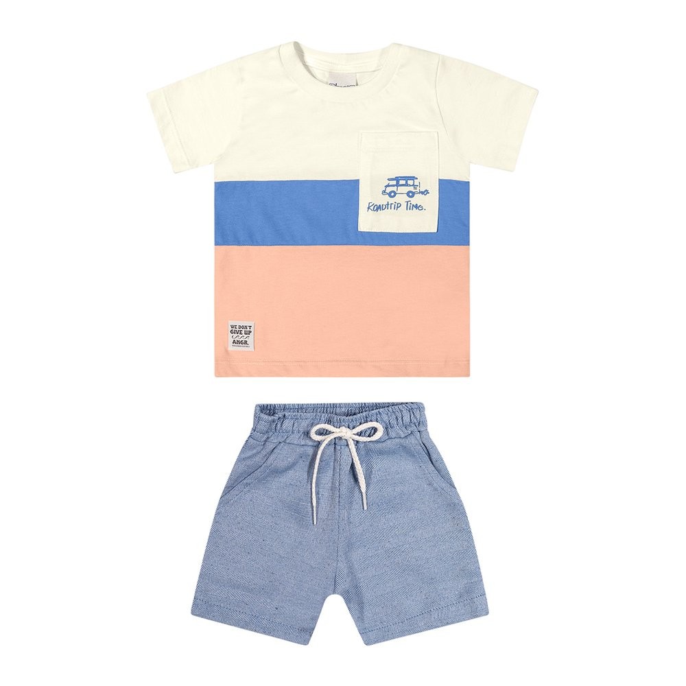 Conjunto Menino Camiseta e Bermuda Kombi Roadtrip - Angerô em Oferta na Shopee