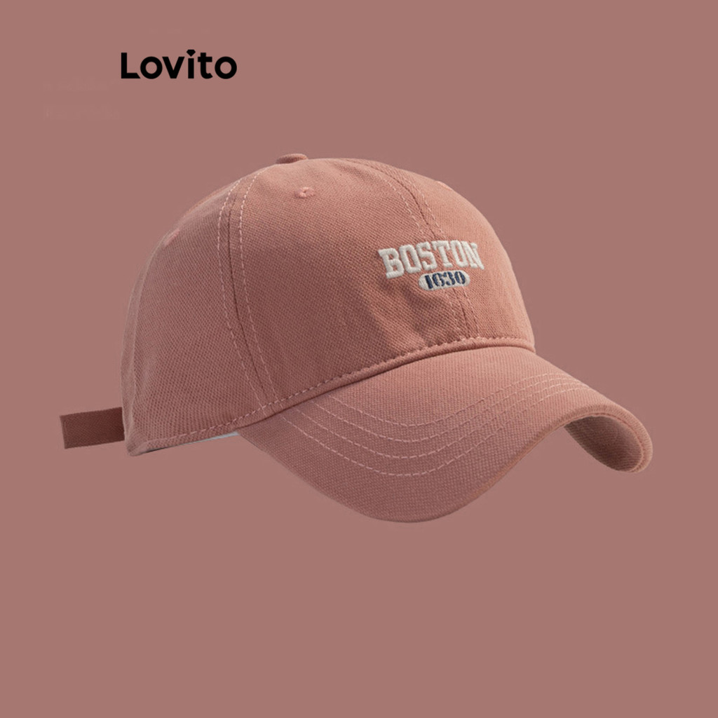 Lovito Boné De Beisebol Casual Com Letras Boston Para Mulheres LFA09617 - Fashion Accessories