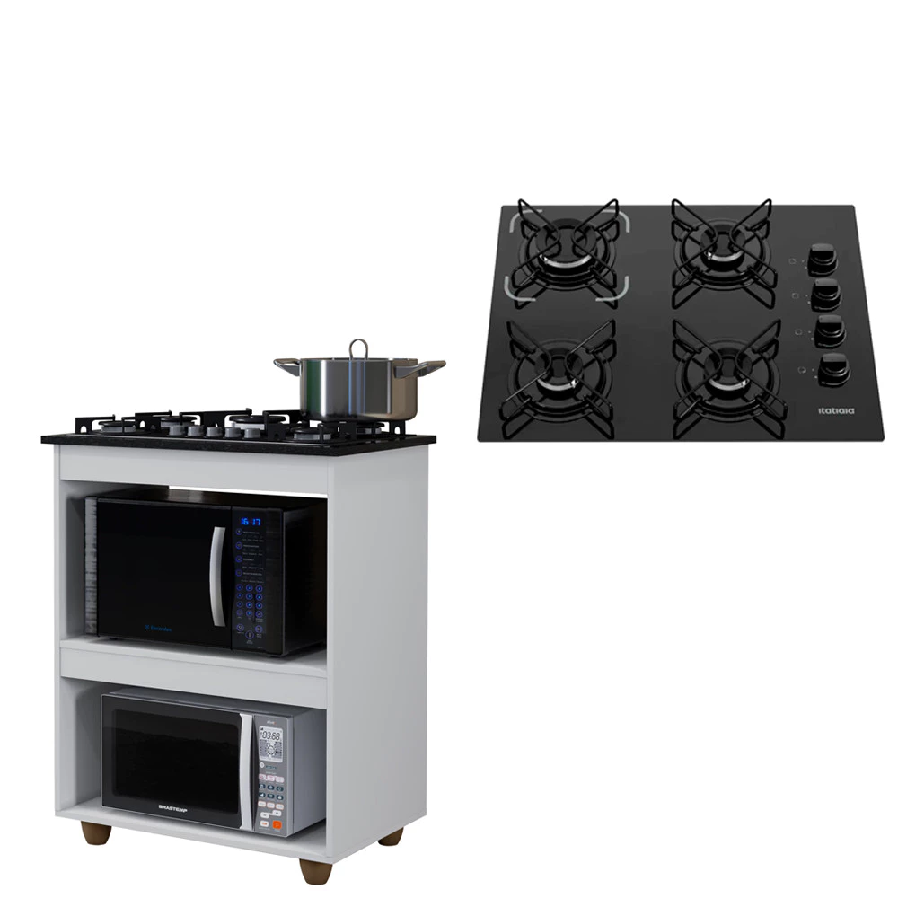 Kit BalcÃO Cooktop Turim Com FogÃO Cooktop 4 Bocas Itatiaia — imagem 1