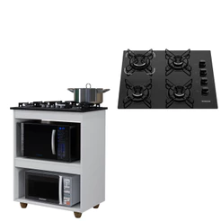 Kit BalcÃO Cooktop Turim Com FogÃO Cooktop 4 Bocas Itatiaia