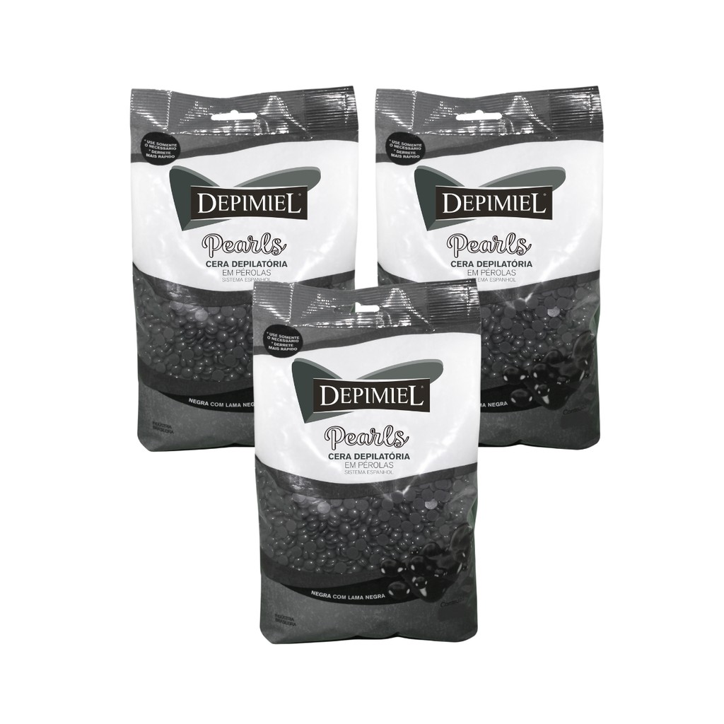 Kit 3 Cera Depilatória Lama Negra Espanhol Depimiel Com 500g
