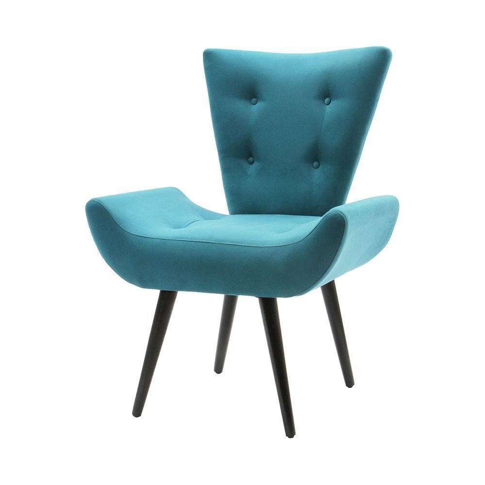Poltrona Decorativa Emilia Tecido Suede - Azul Turquesa - Cor: Azul