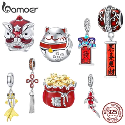 Bamoer 925 Prata Esterlina Encantos Ano Novo Chinês Contas Presentes Para DIY Pulseira Colar