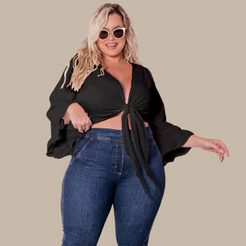 Blusa Cropped Decote Multiformas De Amarração Plus Size Moda Fashion Tendência 2026