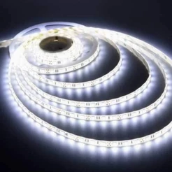 Fita LED 5 Metros 12V Luz Branca 6500K Autocolante Iluminação Decorativa Residencial