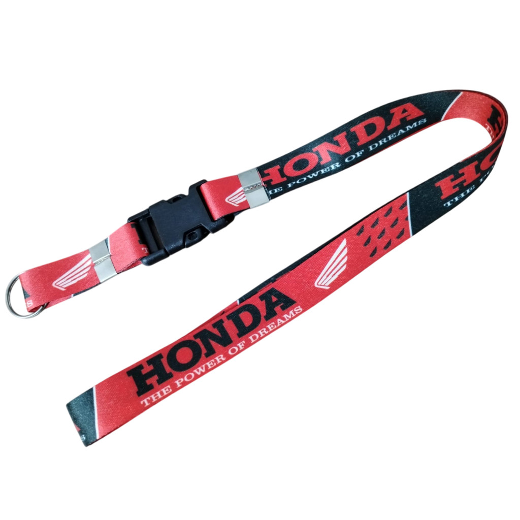 Kit 2 Cordões Engate Saque Rápido Honda THE POWER OF DREAMS Vermelho P/ Chave de Moto Crachá Motoboy
