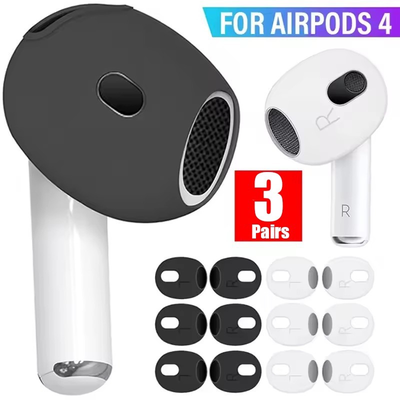 1-3 Pares De Pontas De Ouvido Ultrafinas De Silicone Para Airpods 4-Capa De Reposição-Capas De Fones Antiderrapantes Ant