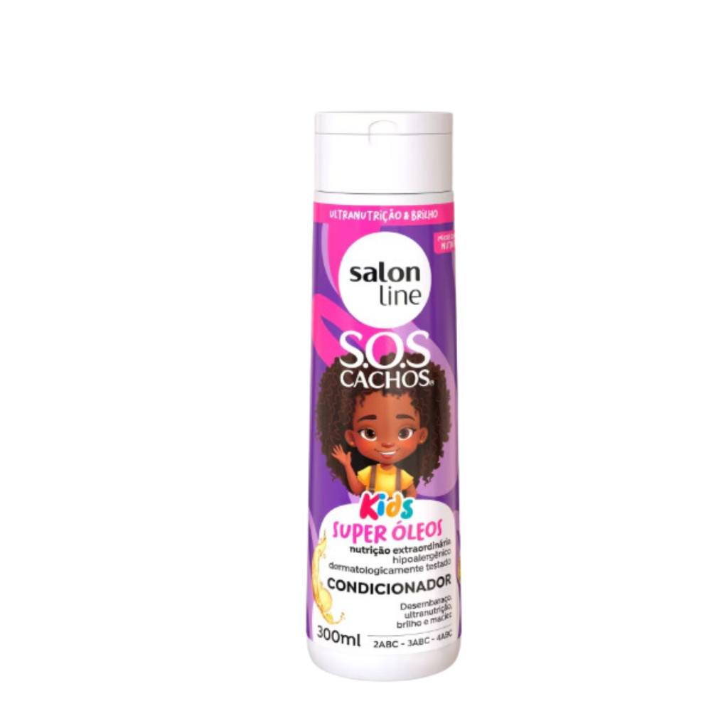 Kit Salon Line SOS Cachos Kids Super Óleos Sh+Cond 300ml + Creme Pentear 300ml