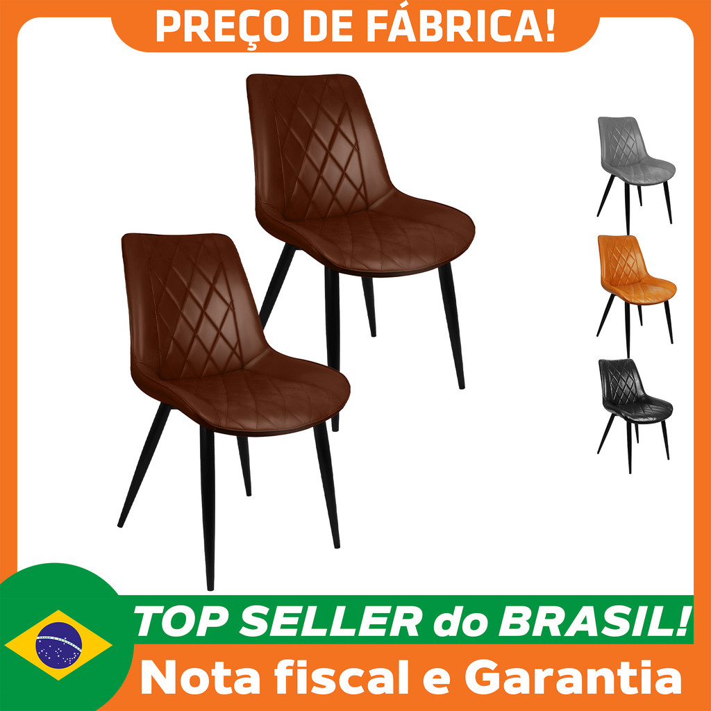 Kit 2 Cadeiras Haifa Livia Tábata Poltrona Estofada Pu Vintage Retro Pés Preto em Oferta na Shopee
