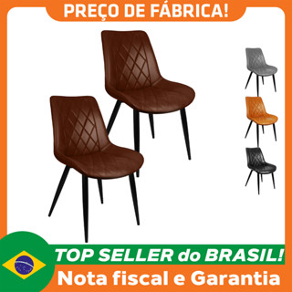 Kit 2 Cadeiras Haifa Livia Tábata Poltrona Estofada Pu Vintage Retro Pés Preto em Oferta na Shopee