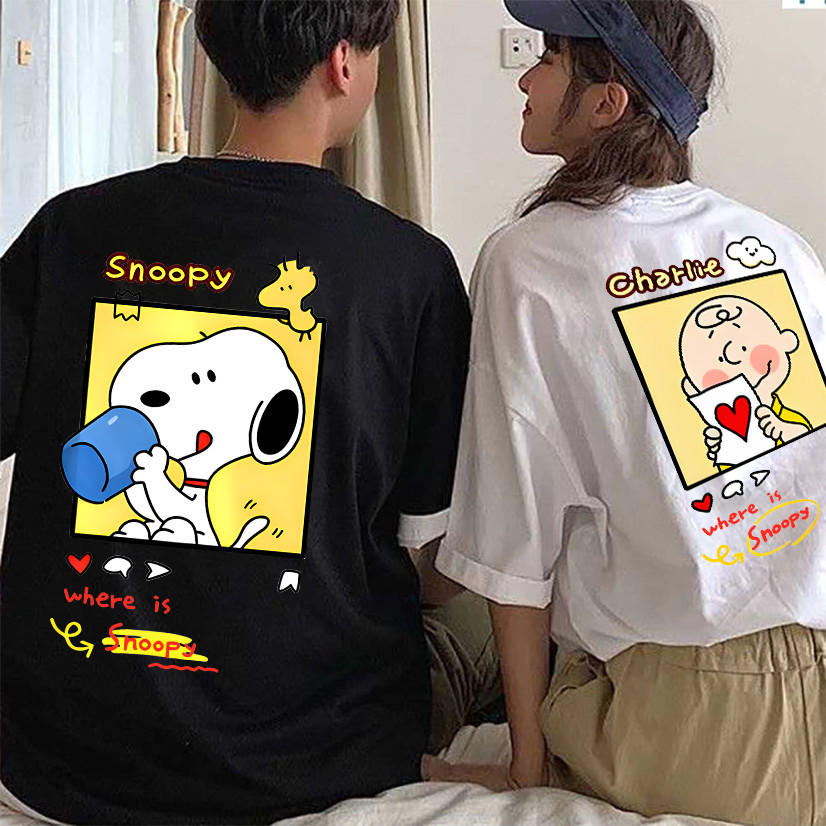 [Camiseta Premium em Algodão Puro]SISI camiseta snoopy Oversized t shirt femininar Cartoon No 001 blusa t shirt em Oferta na Shopee