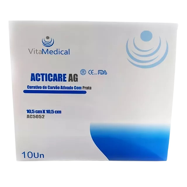 Curativo Carvão E Prata 10,5x10,5cm 05 Unid Vitamedical