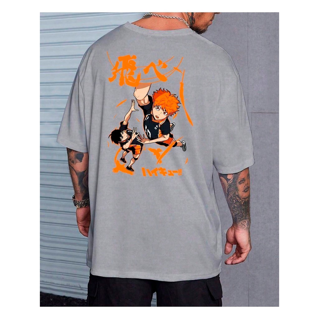 Camiseta Básica Anime Haikyuu Serie Fly High New School Leaders Karasuno Casual básica
