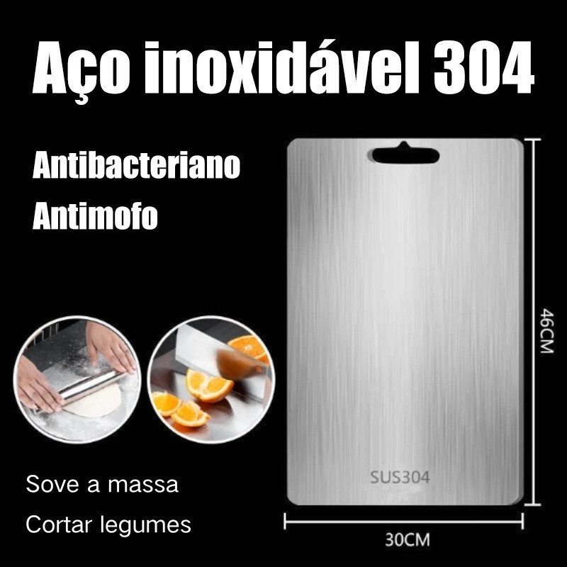 Tábua De Corte 304 Aço Inoxidável Antibacteriana À Prova De Mofo 46 cm tábua de cozinha em Oferta na Shopee