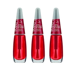 Kit 3 Esmaltes Impala Base Verniz Vermelho Intensificador