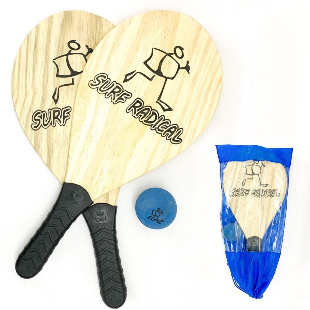 Kit Frescobol com 2 Raquetes + Bola + Sacola para Transporte Praia Lazer