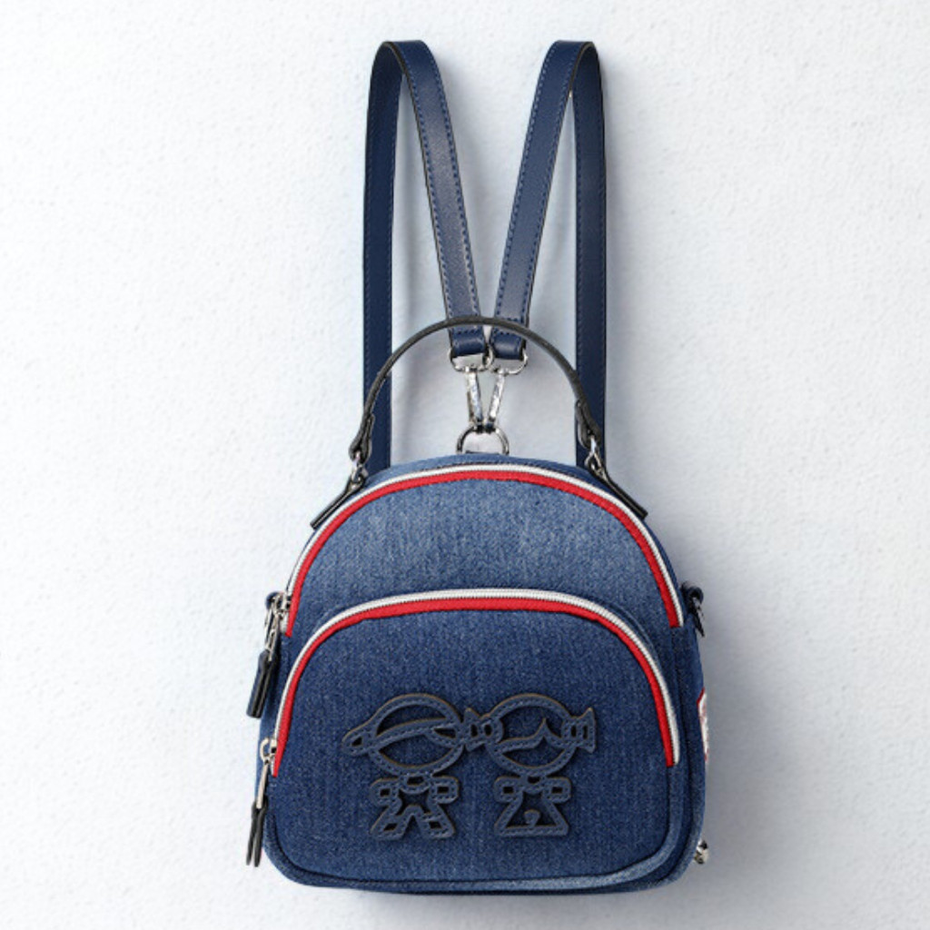 Mini Mochila Jeans 3 em 1 Menino&Menina Bolsa Tiracolo Compacta e Estilosa com Alça Ajustável Boston