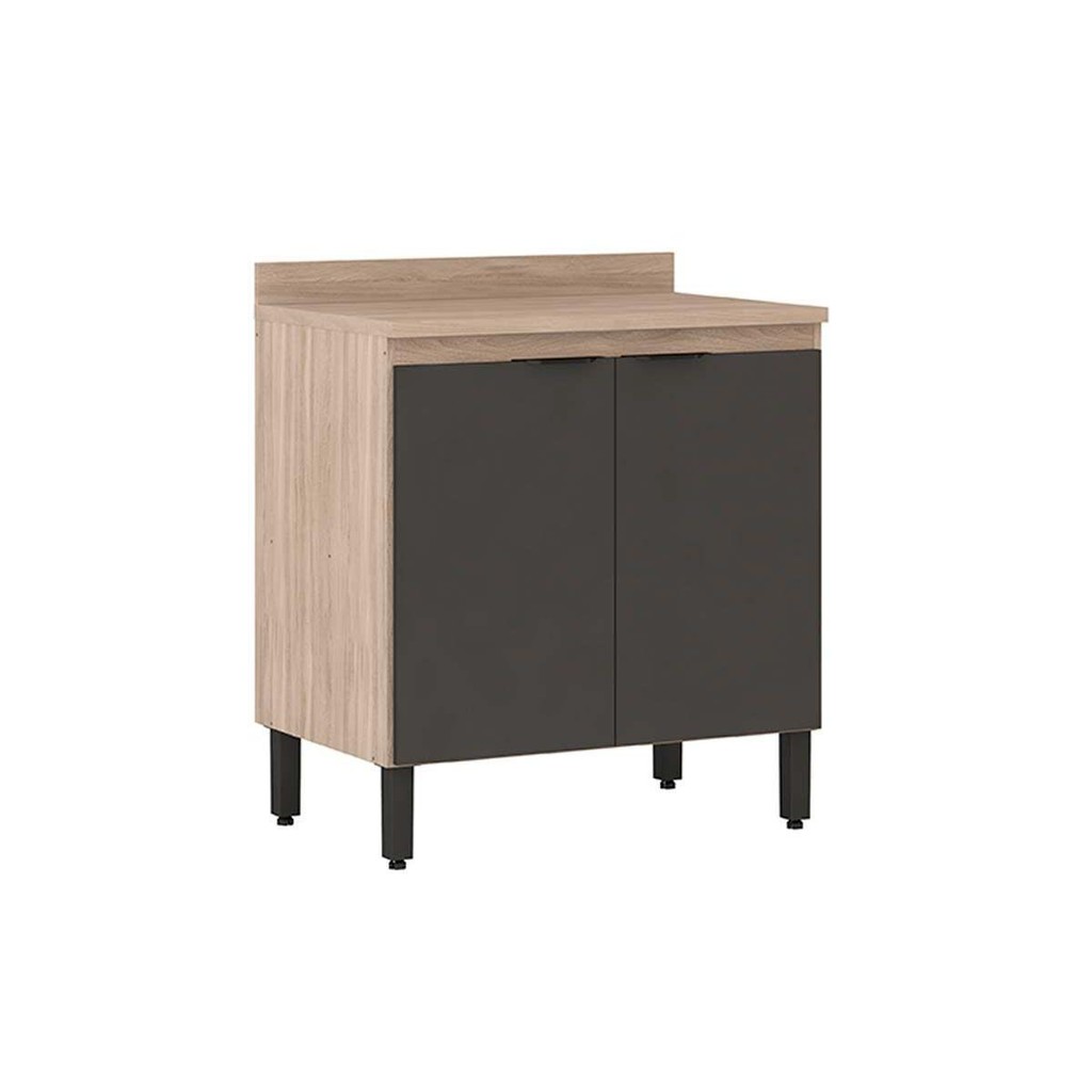 Balcão Cozinha p/ Cooktop c/ Tampo Firenze c/ 2 Portas 80cm Avena/Grafito - Demóbile em Oferta na Shopee