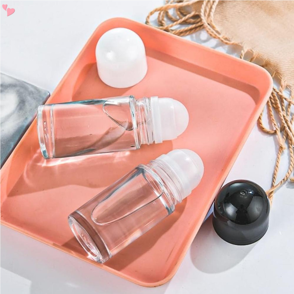Frascos De Rolo De Vidro Vazios De 30ml/50ml Desodorante Roll on Bottles Recipientes Com Bola Plástico Massagem Aplicado