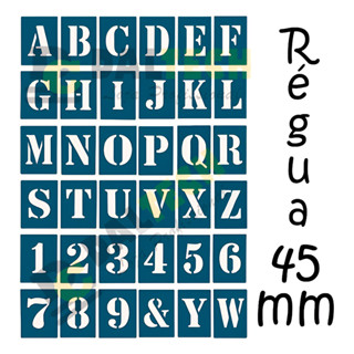 Regua 36 Letras E Numeros Vazados Normógrafo 45mm Forma Budeplast em Oferta na Shopee
