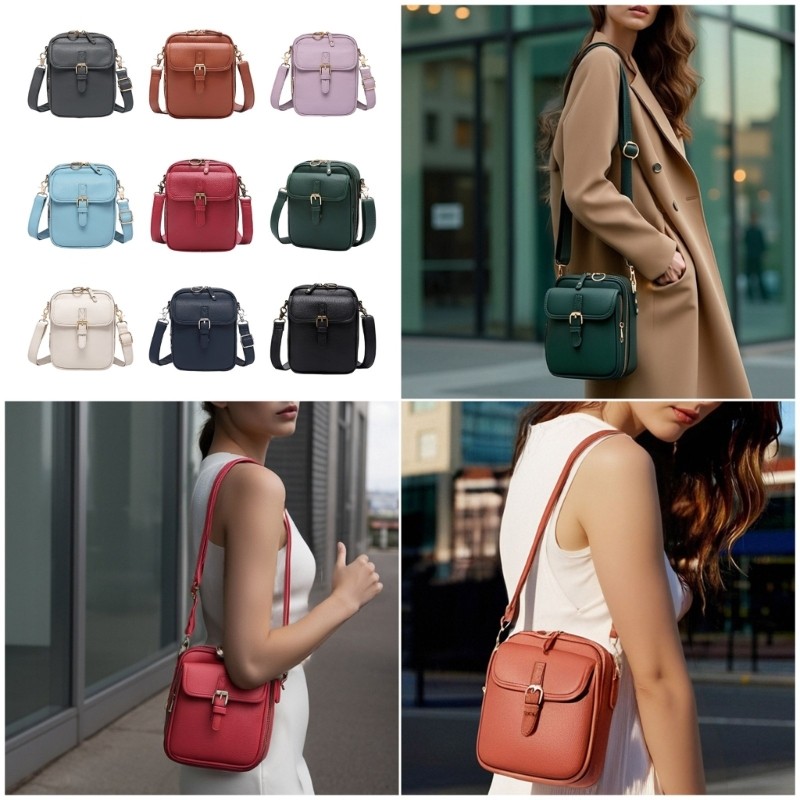 Hi * Bolsa Crossbody Retrô Para, Design Antirroubo, Alça Ombro Ajustável, Porta-Cartões, D