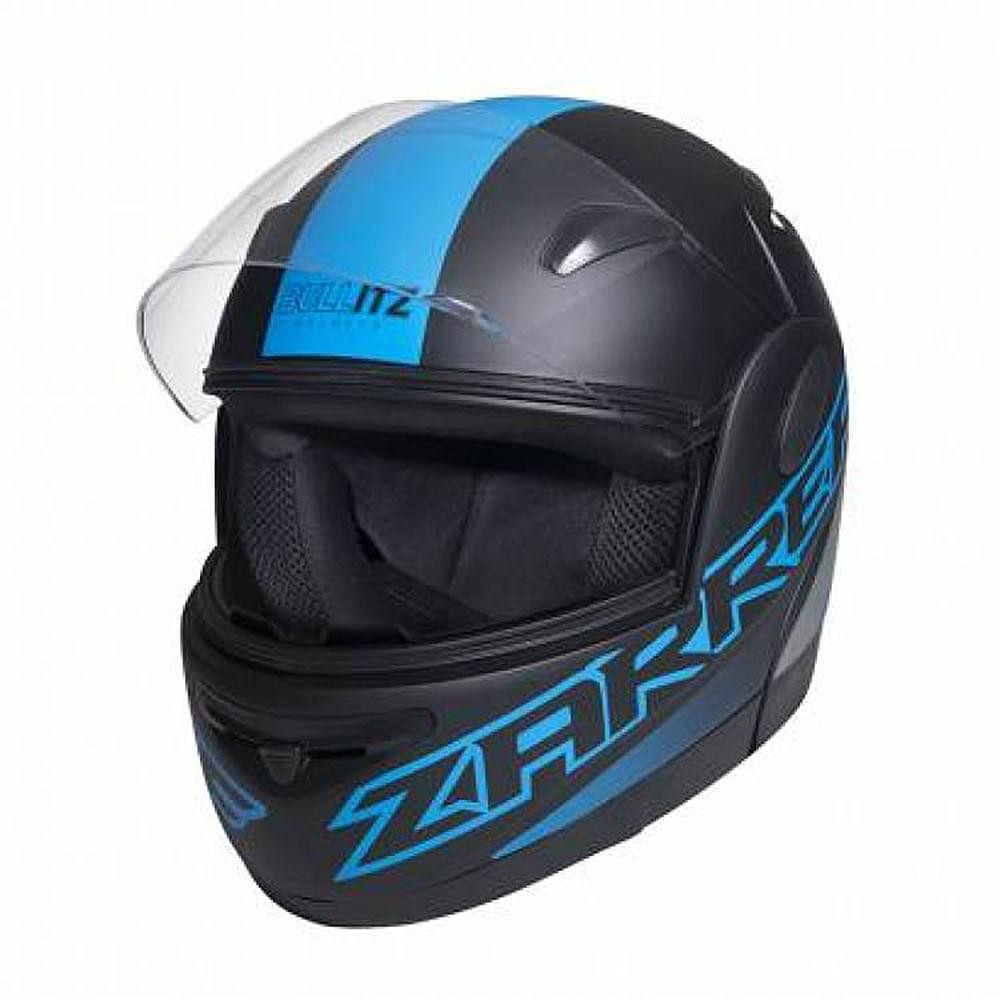 Detalhes do Capacete Zarref Neon V5 Preto Fosco Azul Robocop TAM 56