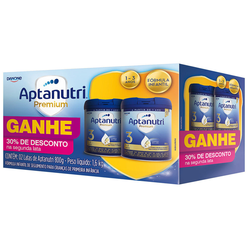 Kit Primeira Infância Aptanutri Premium 3  1-3 Anos 2 Unidades 800g em Oferta na Shopee