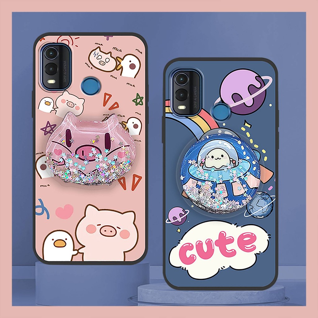 Capa De Telefone Com Suporte Giratório Anti-Poeira Para Nokia G11 Plus Kickstand Glitter Design De Moda Simplicidade Mac