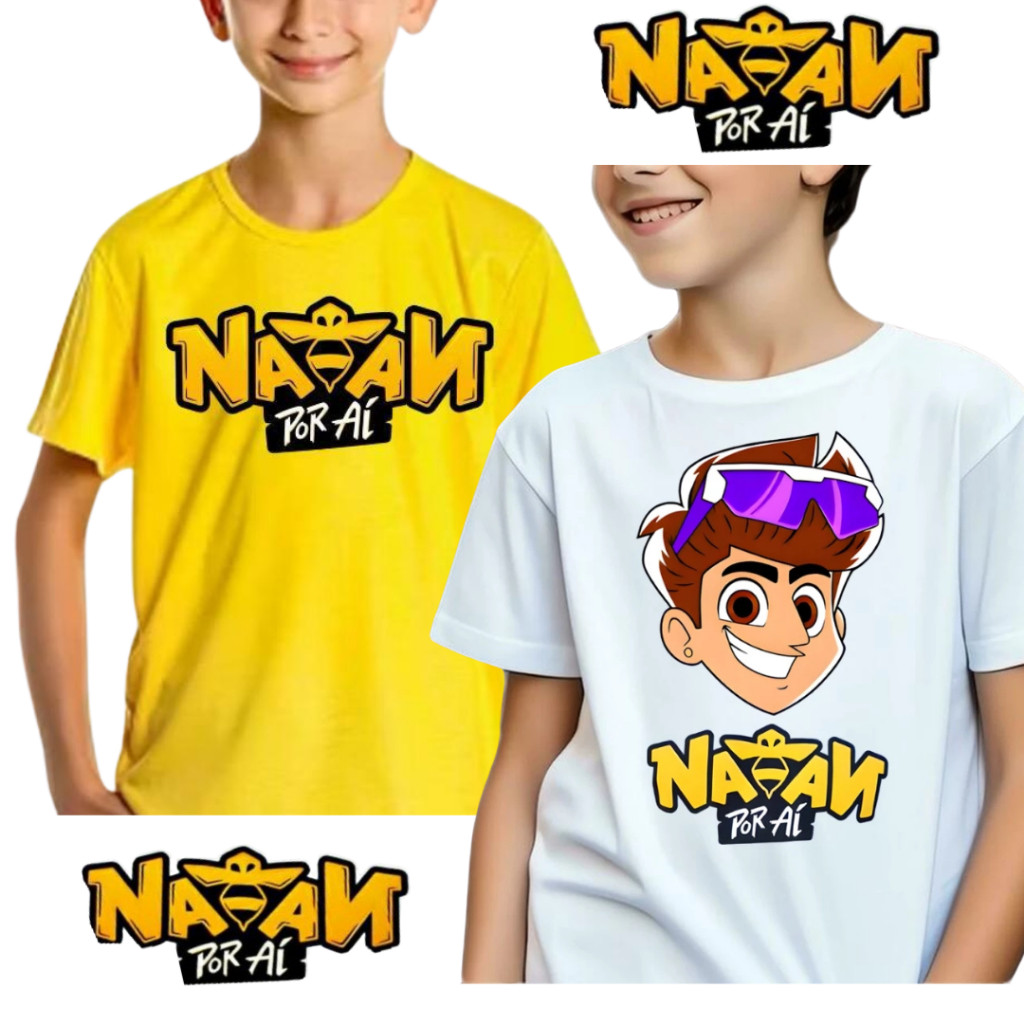 Linda Camiseta Infantil Natan Por Ai Youtuber Algodao 30.1 Estampa em DTF