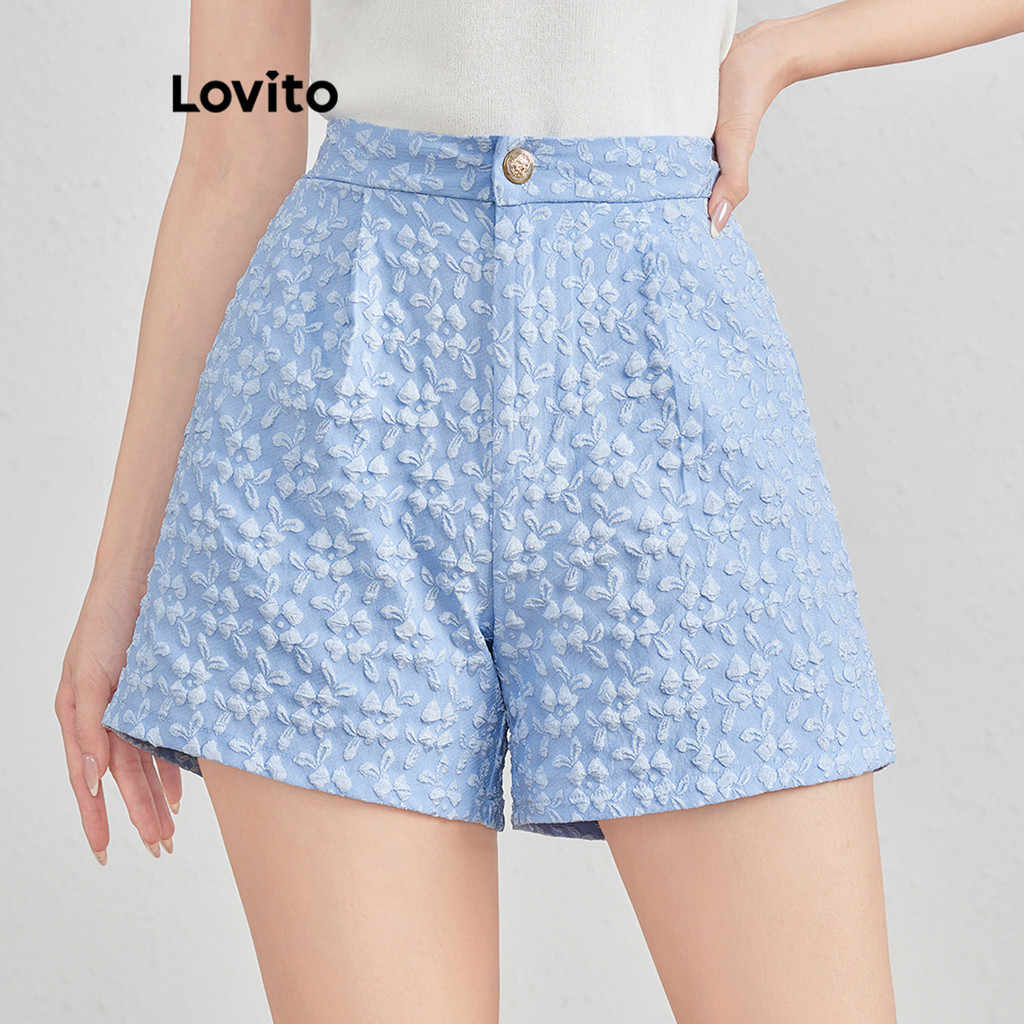 Lovito Shorts Casuais Verão Jacquard Curto Para Mulheres L121MD237 - Women Clothes