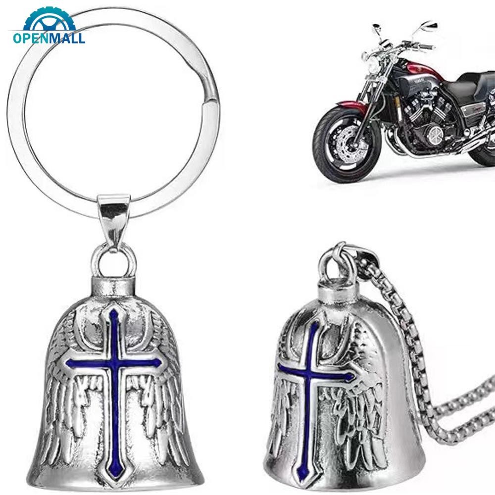 OPENMALL Moda Cruz Guardião Asas De Anjo Sino Da Motocicleta Chaveiro Motociclista Cavaleiro Sorte Jóias Acessório Prese