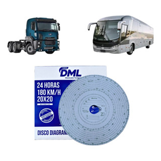 Disco Tacógrafo Diário 24 horas 180km 20x20 DML - Caixa com 100 Unidades em Oferta na Shopee