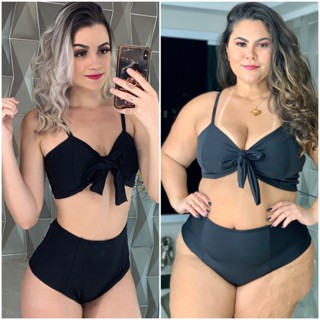 Biquíni Feminino Cintura Alta Hot Pants Top de Laço 2 em 1 Com Bojo M G GG EXG em Oferta na Shopee