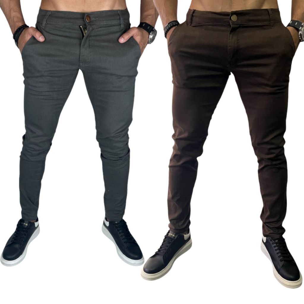 Kit 2 Calças SARJA Slim Social FIT Sport Fino