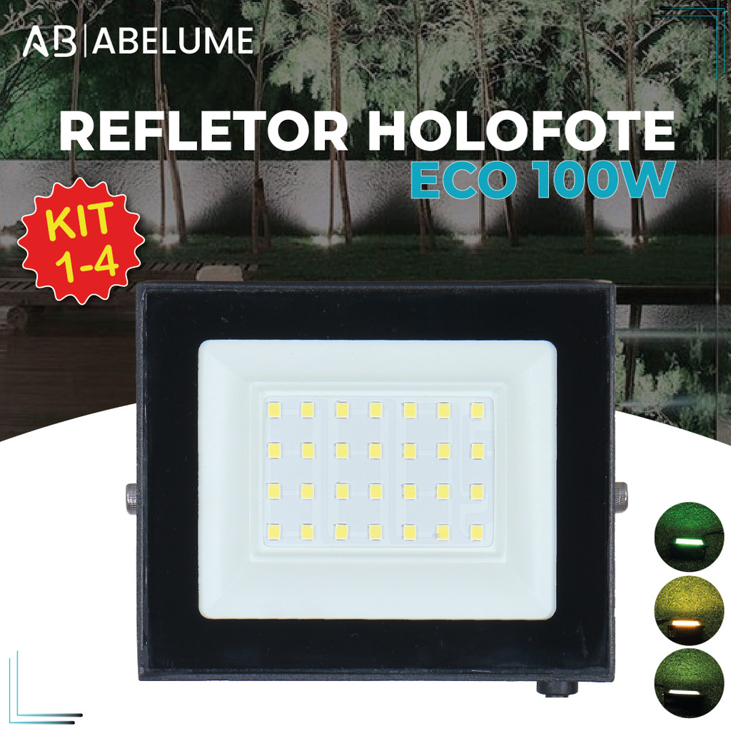 Holofote Refletor Led ECO Pro 100W Luz Fria Quente e Verde IP65 | Luz Econômica | Para Jardim em Oferta na Shopee