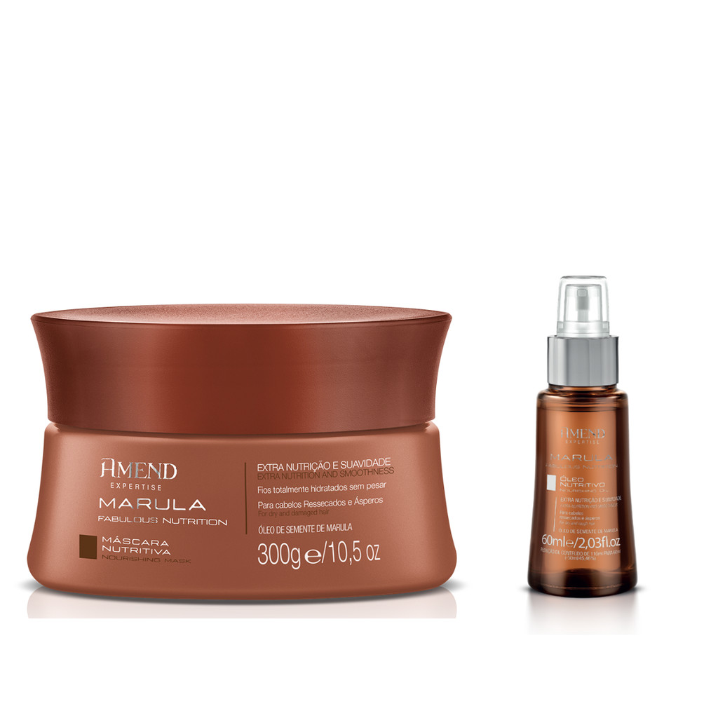 Kit Marula Amend Máscara 300g e Óleo 60ml Que Retém a hidratação nos fios evitando o ressecamento