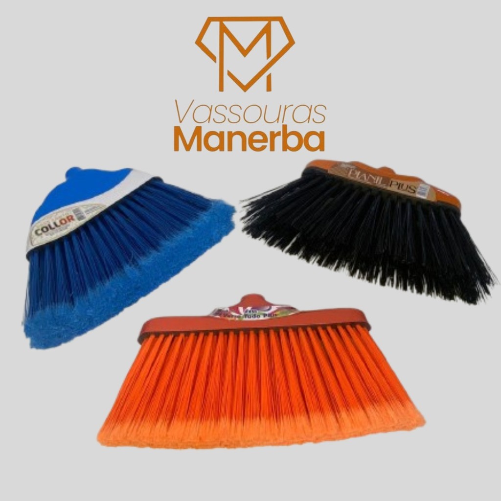 KIT 3 VASSOURAS - VARRE TUDO PLUS + CANTO COLLOR + PIANIL PLUS SEM CABO