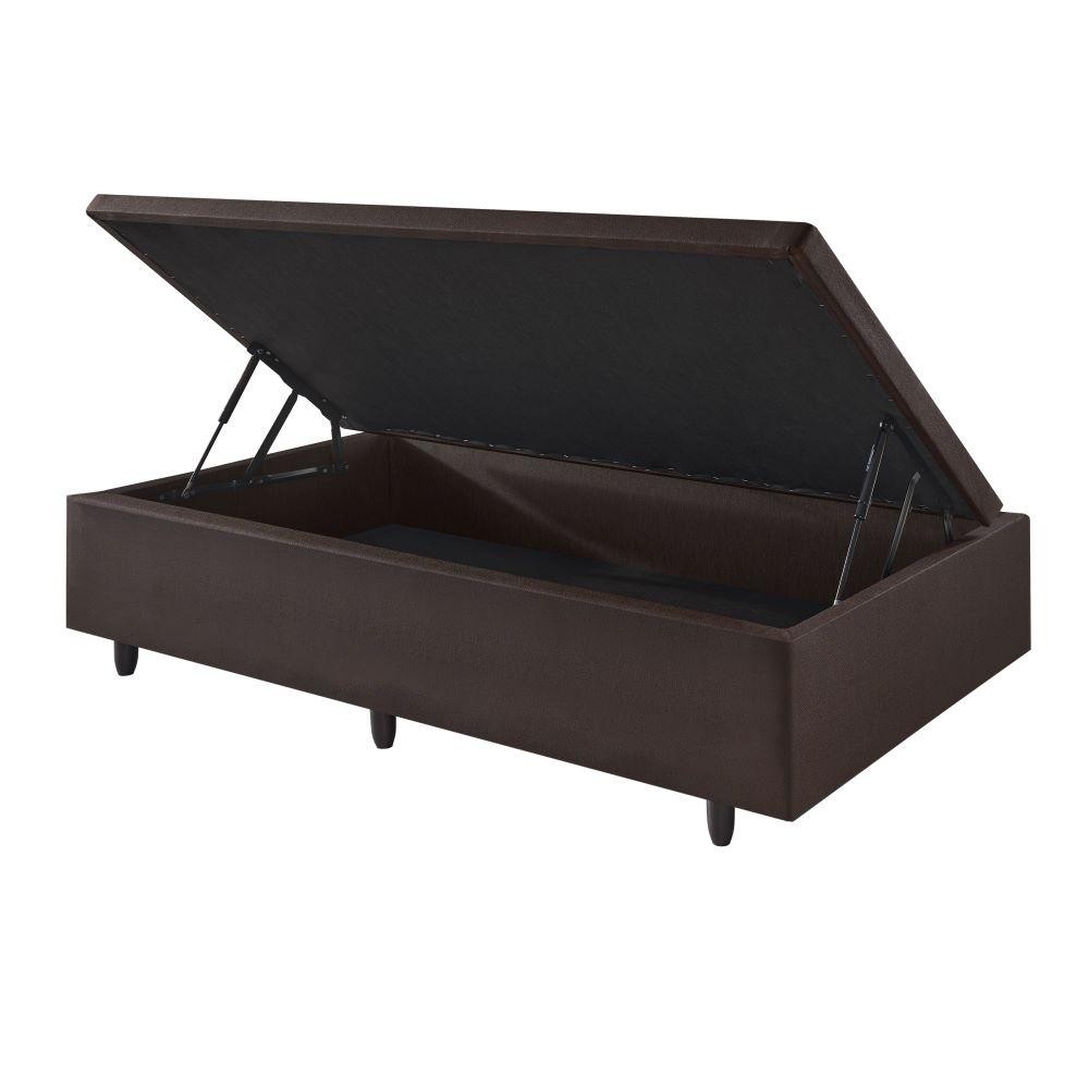 Base Box Baú Solteirão 96x203x42cm Courino Linho Marrom