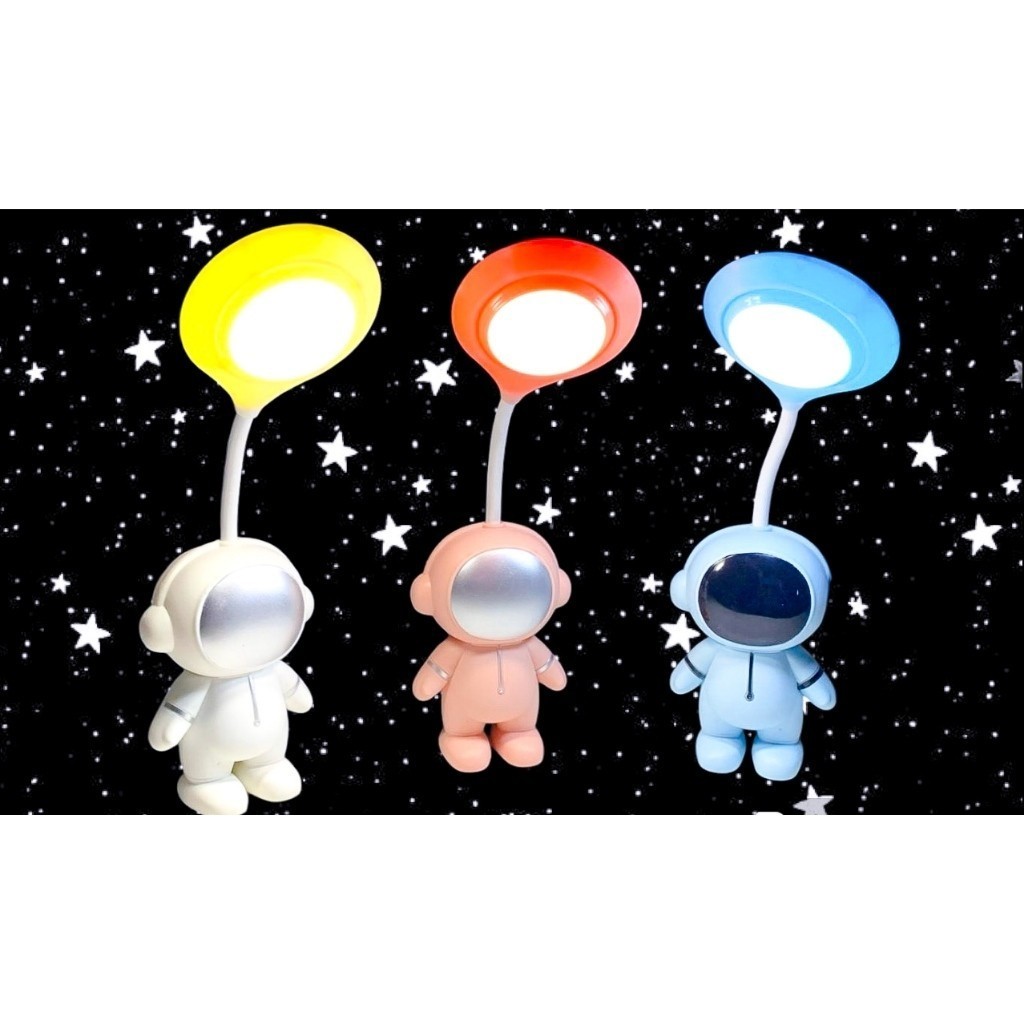 Luminária Astronauta Abajur de Mesa Infantil Portátil Recarregável USB Flexível Led Criança