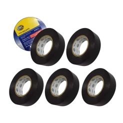 Kit 5 Fita Isolante Anti Chamas 19mm x 10m Resistente Fogo Graxa Umidade Até 80C e 42kV Hella HFI8741