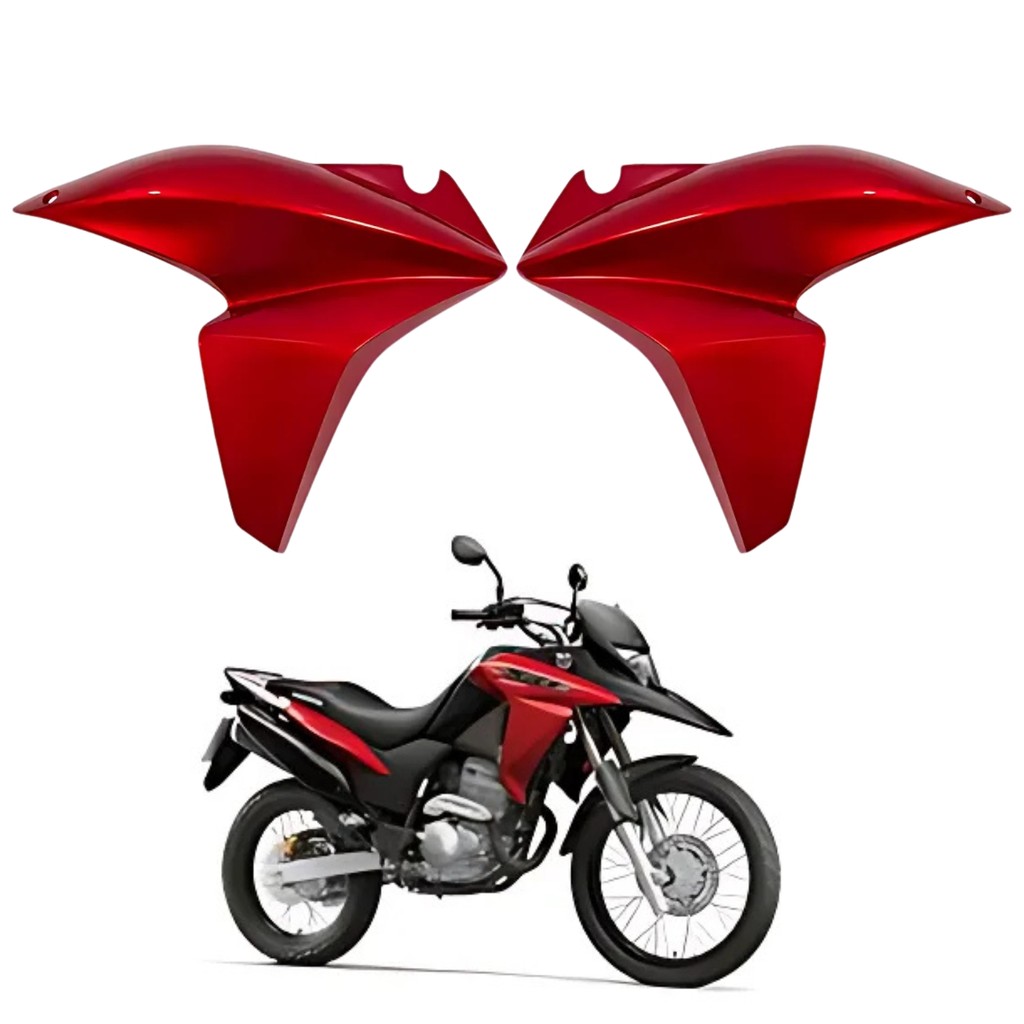 Par Carenagem Lateral Aleta Guia Aba Asa Tanque Vermelho Bromeria Honda Xre 300 2013