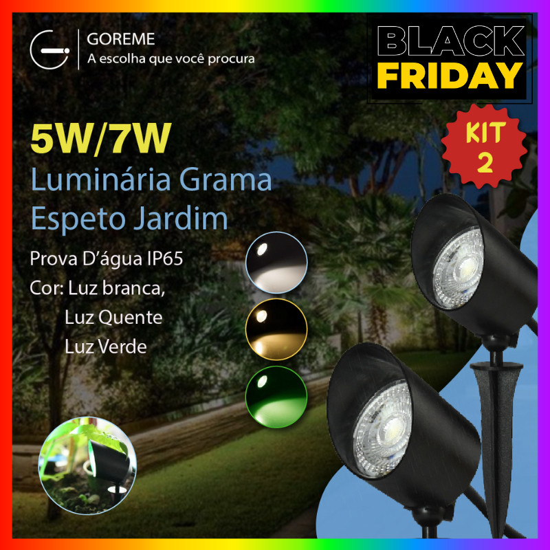Kit 2 Luminária Espeto Jardim LED 5W/7W Luz de Gramado À Prova D'àgua Avançada Branco Frio | Branco Quente | Verde - Home & Living