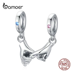 Bamoer 925 Sterling Sliver Charm Hand in Acordo Design Simples DIY Para Pulseira Mulheres BSC505