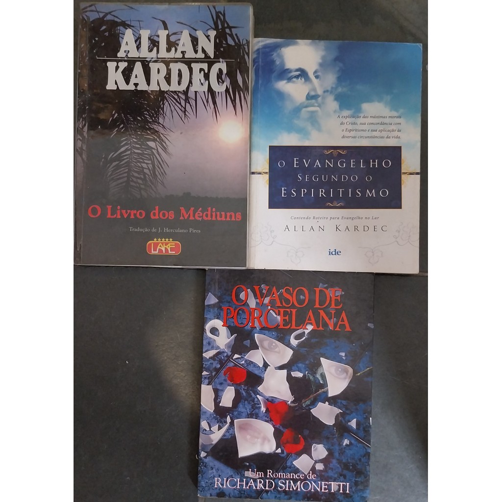 LIVRO, KIT(3), ESPÍRITA, 1. O LIVRO DOS MÉDIUNS, 2. O EVANGELHO SEGUNDO O ESPIRITISMO, 3. O VASO DE PORCELANA