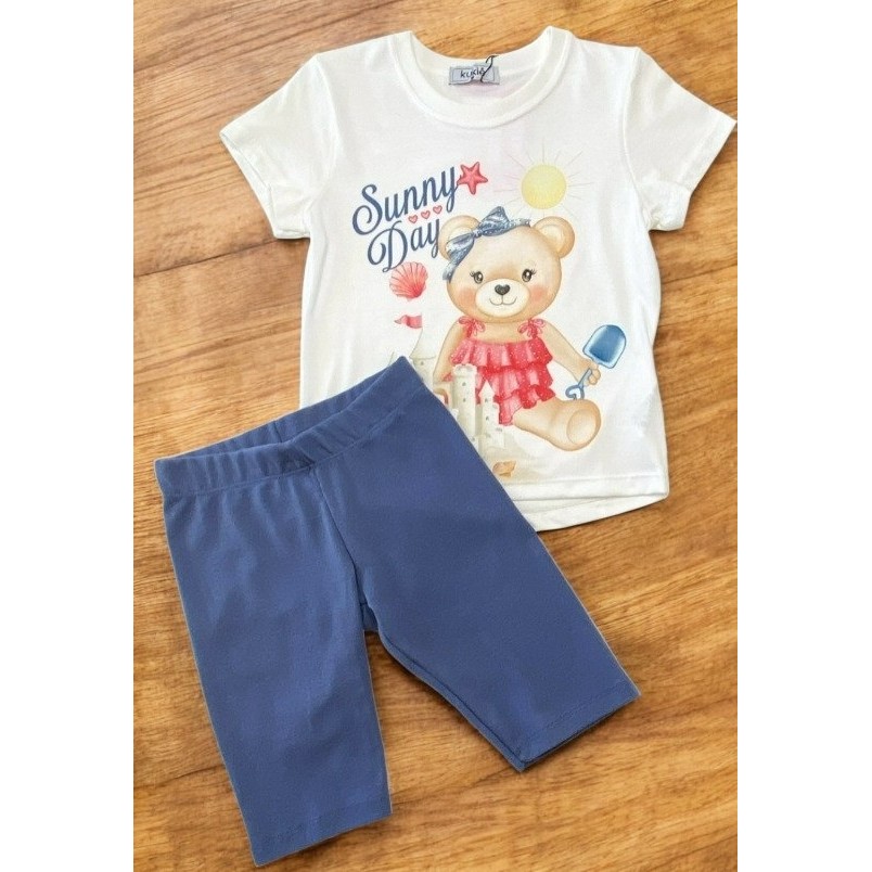 Conjunto Infantil Menina Kukie blusa e shorts ciclista  ribana 86041