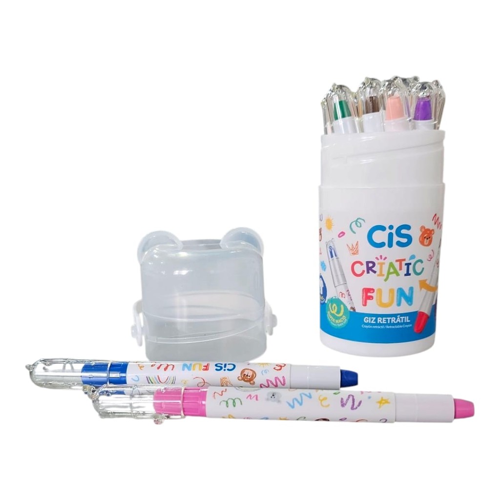 Giz De Cera retratil Color Gel 12 Cores Aquarelável Cis em Oferta na Shopee
