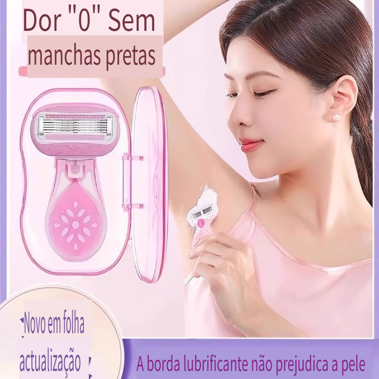 [Entrega 24 horas] Navalha de segurança feminina Manual substituível de 5 camadas, navalha de axilas e coxas