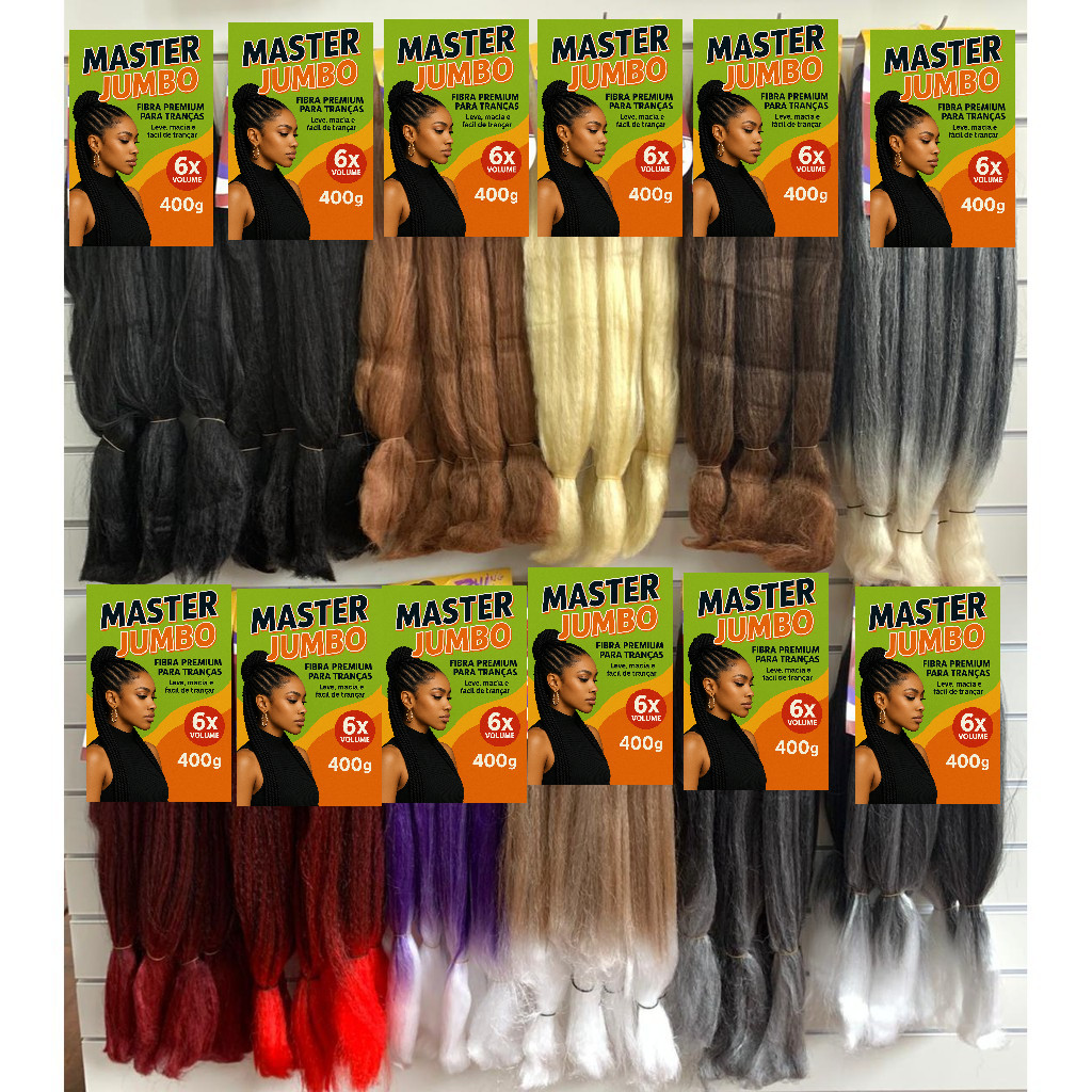 Cabelo Master Jumbo – Pacotão de 400g, Trança Afro Top, Alta Qualidade para Estilos Duradouros em Oferta na Shopee