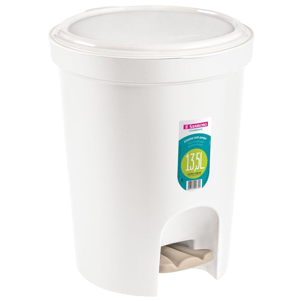 Lixeira Plástica Redonda com Pedal Branca 13,5L Casablanca Sanremo em Oferta na Shopee