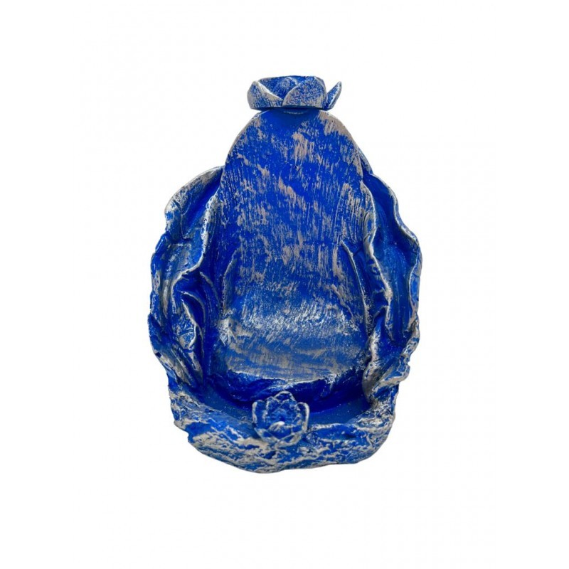 Incensário Cascata Folha 11 cm Universal Azul Escuro em Resina